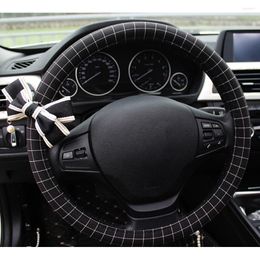 Steering Wheel Covers Summer Car Cover Simple Black And White Grid Fashion For Four Seasons Universal 38cm