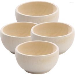 Bowls 4 Pcs Toys Wood Bowl Childrens DIY Wooden Ornaments Small Kids Painting Play Kitchen Crafts