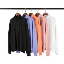 Men's Hoodies Men Sweatshirts Streetwear Solid Colour Turtleneck Hip Hop Pullover Sweatshirt Hoodie Cotton 2023 Autumn No Hood