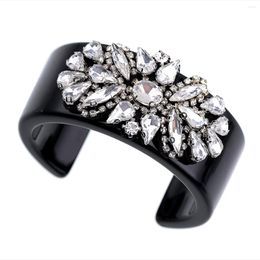 Bangle ZenithFashion Black Resin With Handmade Crystal Statement Fashion Party Jewellery For Women