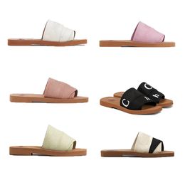 Sandal Sandals Slides Designer Women White Black Pink Letter Cloth Canvas Slippers Women's Summer Outdoor Shoes35-42