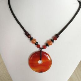 Pendant Necklaces Wholesale Fashion Natural Red Onyx Stone Gogo Donut Shape Charms Pendants Necklace Jewelry 1pc