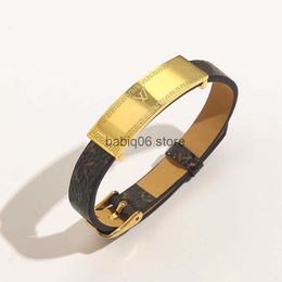 Bangle New Style Fashion Bracelets Women Bangle Designer Jewelry Faux Leather 18K Gold Plated Stainless steel Bracelet Womens Wedding Gifts ZG1489 T230301