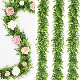 Decorative Flowers 1pcs 180cm Artificial Plants Vine Eucalyptus Garland Greenery Leaves Rattan For Outdoor Wedding Arch Wall Decor Home
