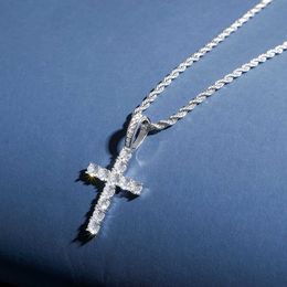 Hip-hop 925 Silver Necklace Full of Zircon Plating Solid Cross Pendant Jewellery Gold Australia