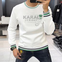 2023 new Men's Hoodies & Sweatshirts autumn men's sweater with hot diamond letters European-American style long-sleeved crewneck, personality trend, outer-wear men