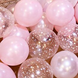 Party Decoration 20pcs 10inch Transparent Star Pink Latex Balloon Bridal Wedding Princess Girl Birthday Baby Shower Decorations Kids 16 18