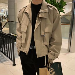 Men's Jackets 2023 Spring and Autumn Tooling Korean Style Trendy Handsome Fake Two piece Japanese Retro Casual Coat 230301