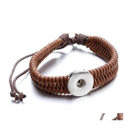 car dvr Charm Bracelets Noosa Handmade Weave Leather Casual Vintage Punk Bracelet Diy 18Mm Ginger Snap Button For Lovers Mtilayers Drop Deli Dh568