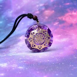 Decorative Figurines Energy Amethyst Crushed Stone Clear Resin Glue Reiki Pendant Meditation Healing Chakra. Flat Plate And Painting