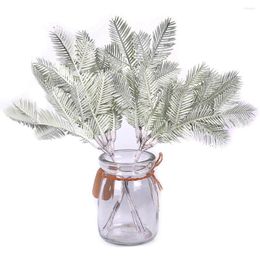 Decorative Flowers 6pcs Artificial Plastic White Pine Plants Branches Wedding Christmas Decorations For Home DIY Tree Handmade Craft