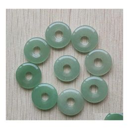 car dvr Charms Round Ssorted 18Mm Circle Donut Green Aventurine Natural Stone Crystal Pendants For Necklace Accessories Jewellery Making Drop Dh5Ar