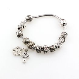 5Pcs Vintage Antique Silver Angel Star Heart Owl Beaded Bracelet For Women Men Jewellery Gift New Bangles