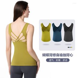 Women's Tanks 2023 Yoga Shirts Spring And Summer Fashion Sexy Temperament Back Top With Bra Fitness Running Vest