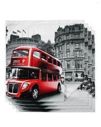 Table Napkin Red Bus London Street Scenery 4/6/8pcs Cloth Decor Dinner Towel For Kitchen Plates Mat Wedding Party Decoration