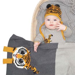 Blankets Swaddling LZH Baby Tiger Print Toddler Girls For Children's Knitting Quilt Warm Boys 8080 cm 024 Months 230301