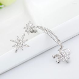 Stud Earrings Fashion Jewelry Brincos Copper Metal Cubic Zirconia Asymmetric Star Earring For Women Ear Cuff