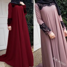 Ethnic Clothing Dubai Arab Muslim Dresses Women Islam A-line Big Swing Maxi Dress Splice Loose Ramadan Turkish Islamic Large Size S-5XL