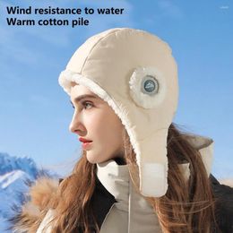Bandanas Earflap Hat Waterproof Down Cotton Lining Adjustable Fastener Ear Protection Warm Soft Outdoor Winter Cycling Cap For Riding