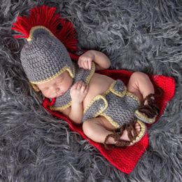 Hats Caps & Toddler Kids Set Knitted Crochet Knight Cool Suit Pography Props For Born Baby Handmade Infant ClothesCaps