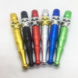 Latest Smoking Colorful Aluminium Alloy Pipes Skull Decorate Catcher Taster Bat One Hitter Dry Herb Tobacco Filter Removable Cigarette Holder Tips
