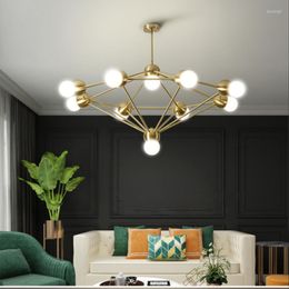 Chandeliers Living Room Noric Led E27 Chandelie Lustre Gold / Black Metal Chandelier Lighting Luxury Indoor Lamp Fixtures