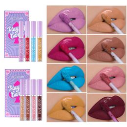 Lip Gloss 4pc Lipsticks Set Matte Lipgloss Nude Colourful Blue Sexy Tint Waterproof Non-stick Cup Liquid Lipstick Lips Makeup CosmeticsLip