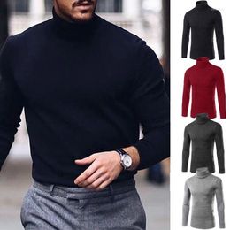 Men's Vests Solid Colour Turtle Neck Long Sleeve Twist Knitted Slim Sweater Sweaters Pullover Men KnitwearMen's