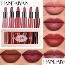 Lipstick Handaiyan Arc Matte Set 6Pcs Rich Colors Veet Moisturizer Longlasting Easy To Wear Beauty Maquillage Luxury Makeup Drop Del Dhpwh