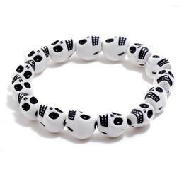 Strand White Black Skull Punk Bracelet For Women Men Halloween Jewelry Ghost Design Accessory