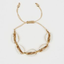 Charm Bracelets Bohemian Handmade Sea Shell Bracelet Shellhard Adjustable Woven Rope Chain Women Summer Beach Jewellery Gift