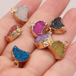 Pendant Necklaces Natural Semi-precious Stone Gilt Edge Crystal Bud Moon Pendantfor Jewellery Making DIY Elegant Necklace Bracelet Accessories