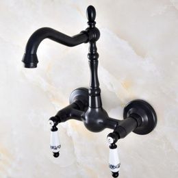 Bathroom Sink Faucets Kitchen Faucet Wall Mounted Black Oil Rubbed Bronze Swivel Basin Mixer Tap Tnf865