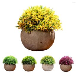 Decorative Flowers Small Fake Plants Bonsai Grass Ball Simulation Potted Fresh Home Decoration Plastic Rural For Living Room