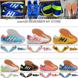 send with bag Soccer Boots Super Sala IN Indoor Football Shoes For Mens Soft Leather Comfortable Trainers Yellow Blue White Pink B233L