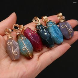 Pendant Necklaces Natural Stone Dragon Pattern Agate Irregular Winding Jewellery For Making DIY Necklace Accessories Gems Charm Gift