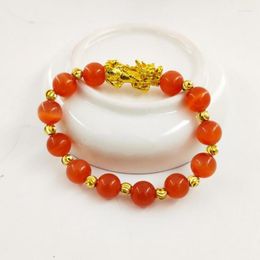 Strand High-end Colour PIXIU Plated Gold Mascot Lucky Unique Pink / Blue Natural Opal Women Beads Bracelet