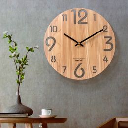 Wall Clocks Wooden 3D Wall Clock Modern Design Nordic Brief Living Room Decoration Kitchen Clock Art Hollow Wall Watch Home Decor 12 inch 230301