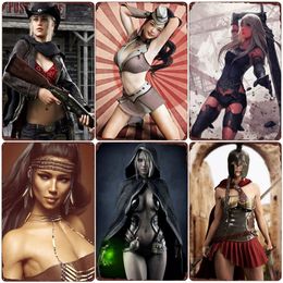 Fantasy Cowgirl Metal Poster Vintage Elf Girl Tin Sign Wall Dark Art Decor for Bar Pub Club Room Sexy Girl Retro Plaque 30X20cm W03