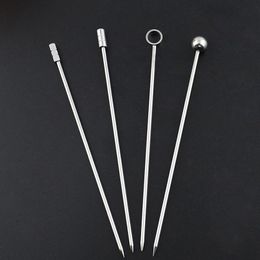 Metal Fruit Stick Stainless Steel Cocktail Pick Tools Reusable Silver Cocktails Drink Picks 4.3 Inches 11cm kitchen Bar Party Bar Tool