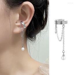 Backs Earrings Multi-layer Tassel Chain Pearl Ear Clip For Women Unusual Fake Piercing Dangle Earring Wedding Jewellery Pendientes Mujer