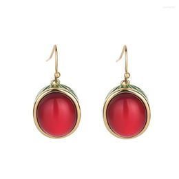 Dangle Earrings Red Jade Carved Fashion Chalcedony Accessories Vintage 925 Silver Jewellery Natural Charms Women Luxury Gemstones