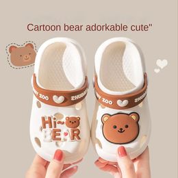 Slipper Top Quality Rilakkuma PVC Kids Slippers for Boys Girls Cute Bathroom Non-Slip Baby Beach and Home Hole Shoes Age 1 To 6 Sandals 230301