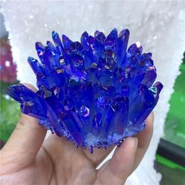 Decorative Figurines Beautiful Angel Aura Crystal Point Electroplated Natural White Quartz Cluster Mineral Healing Home Decoration