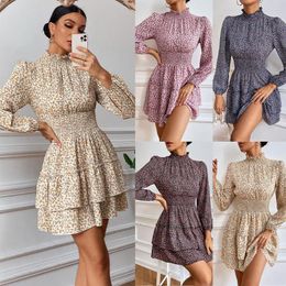 Casual Dresses Women Dress Sexy Deep Floral Printed Mini Party Lady Beach Causal Long Sleeve