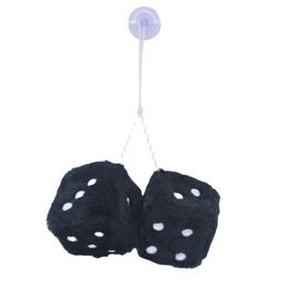 Interior Decorations 2pcs Long Hair Hot Stamping Dot Dice Plush Toy Cube Ornament Sieve Anime Car Decoration Accessories Auto Pendant R230228