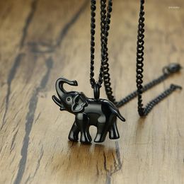 Pendant Necklaces Black Elephant Cremation Urn Necklace In Stainless Steel Animal Keepsake Jewelry Lucky