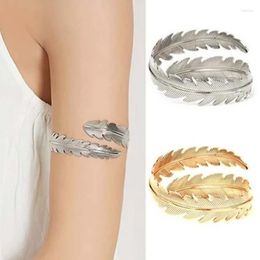 Bangle Punk Vintage Metal Leaf Feather Swirl Arm Open Cuff Armlet Armband Big For Women Bracelet Gypsy Party Jewellery Gift