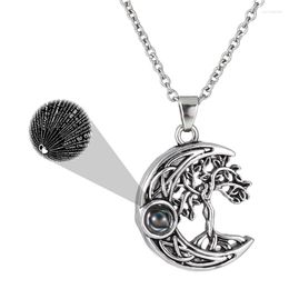 Pendant Necklaces Tree Of Life Moon Necklace 100 Languages Projection I Love You Heart Pet Ashes Memorial For Jewellery Gift