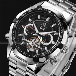 PromotionTop Brand Luxury relogios military Full Steel Casual watches Men Mechanical Automatic Tourbillon Sports wristwatches299i